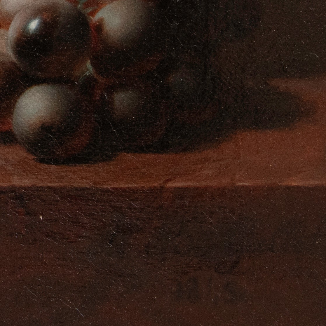 Jean-Baptiste GALLET (1820 – 1848), Nature morte aux raisins sur un entablement en marbre-photo-1