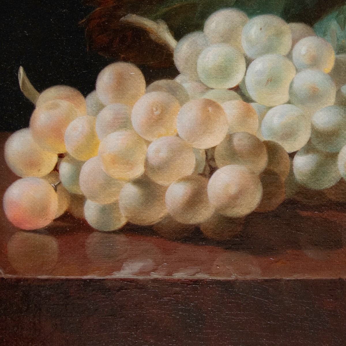 Jean-Baptiste GALLET (1820 – 1848), Nature morte aux raisins sur un entablement en marbre-photo-2