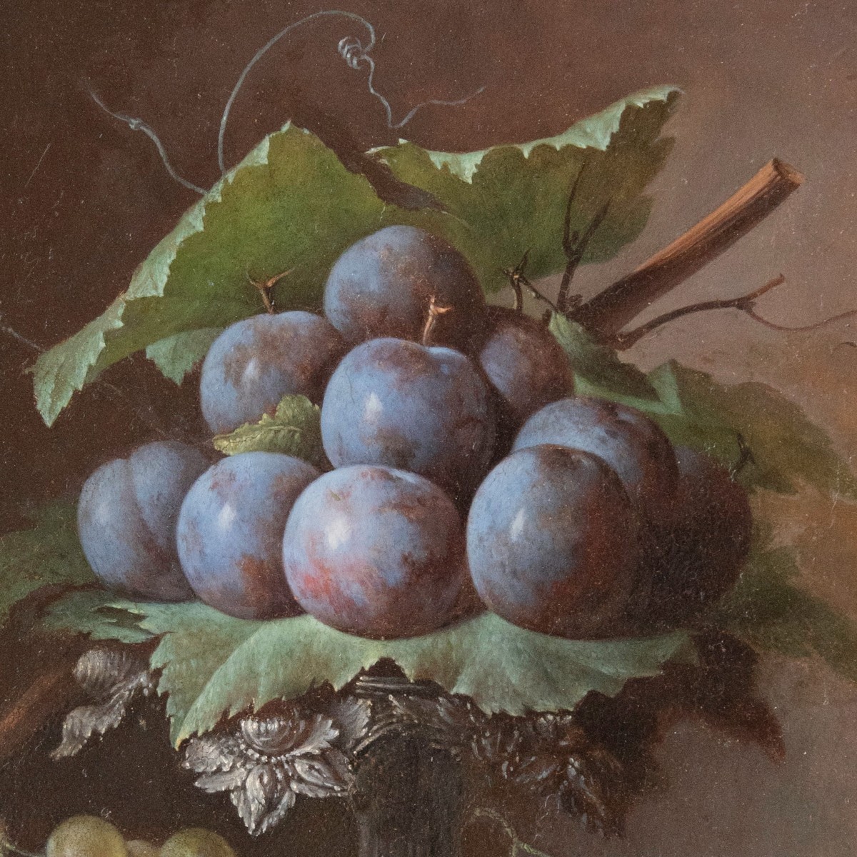 Augustin Alexandre THIERRIAT (1789 - 1870), Nature morte aux raisins et aux prunes, 1866-photo-3