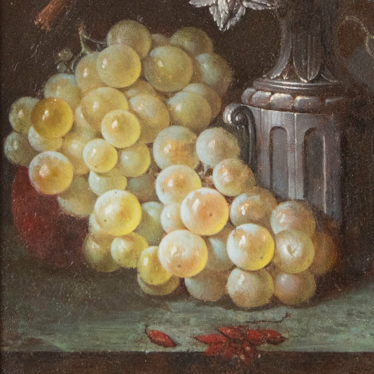 Augustin Alexandre THIERRIAT (1789 - 1870), Nature morte aux raisins et aux prunes, 1866-photo-4