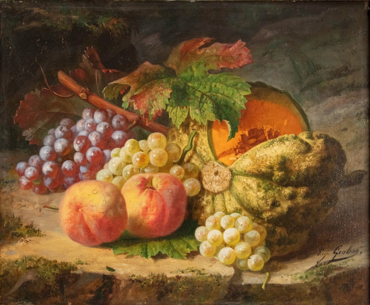 Anthelme Eugène Grobon (1820 - 1878), Still Life With Fruits -photo-2
