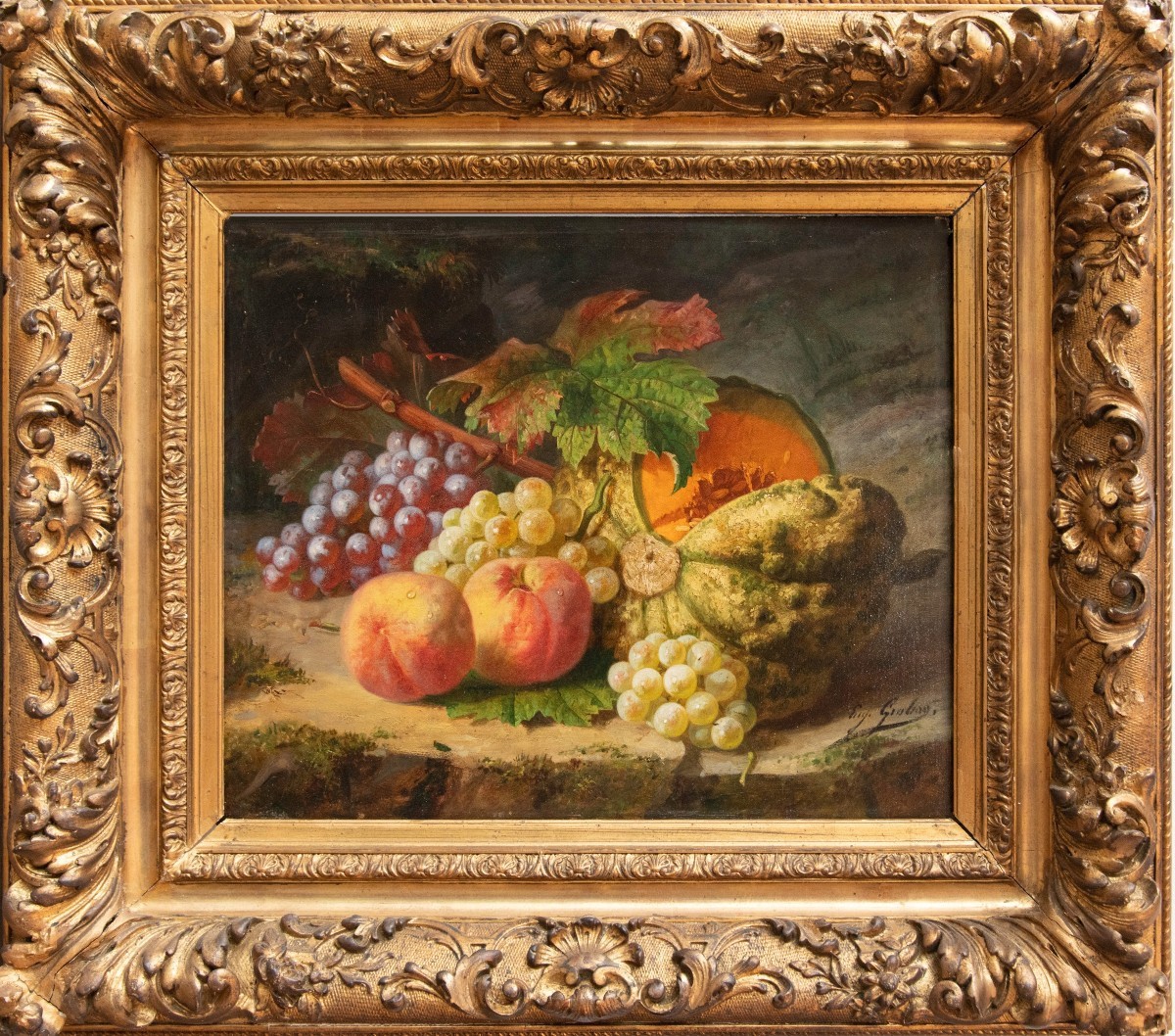 Anthelme Eugène Grobon (1820 - 1878), Still Life With Fruits 