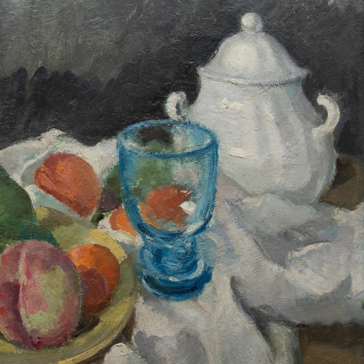Henriette MOREL (1883–1956) Nature morte avec fruits et sucrier, Cadre Bouche signé -photo-4