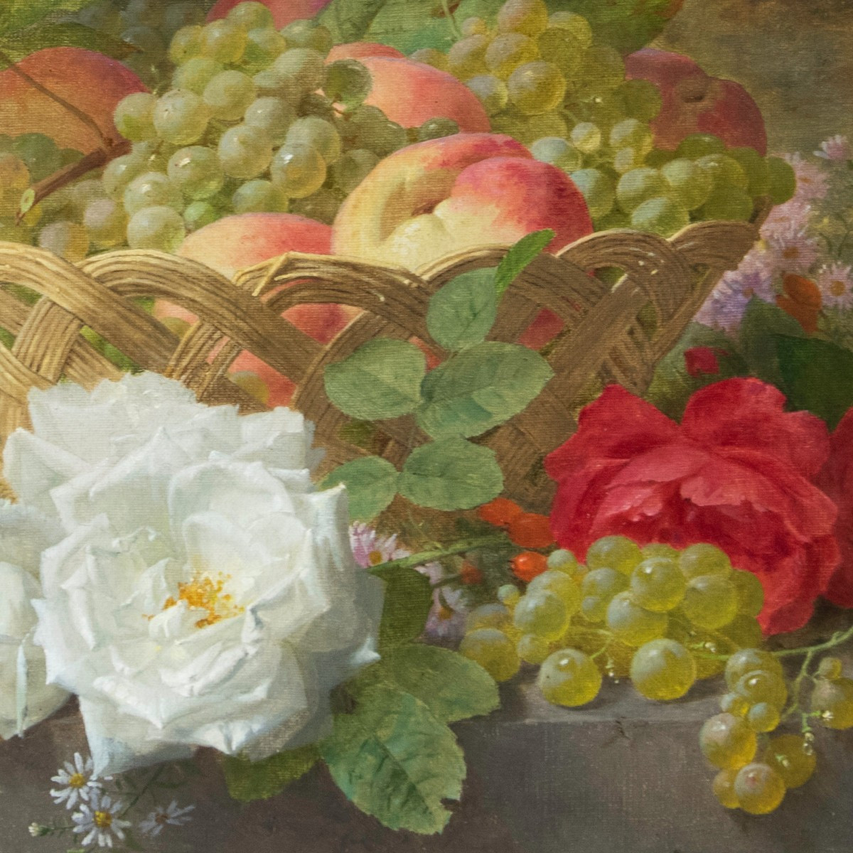 Jules Ferdinand Medard (1855 - 1925) - Woven Basket With Fruit And Flowers-photo-3
