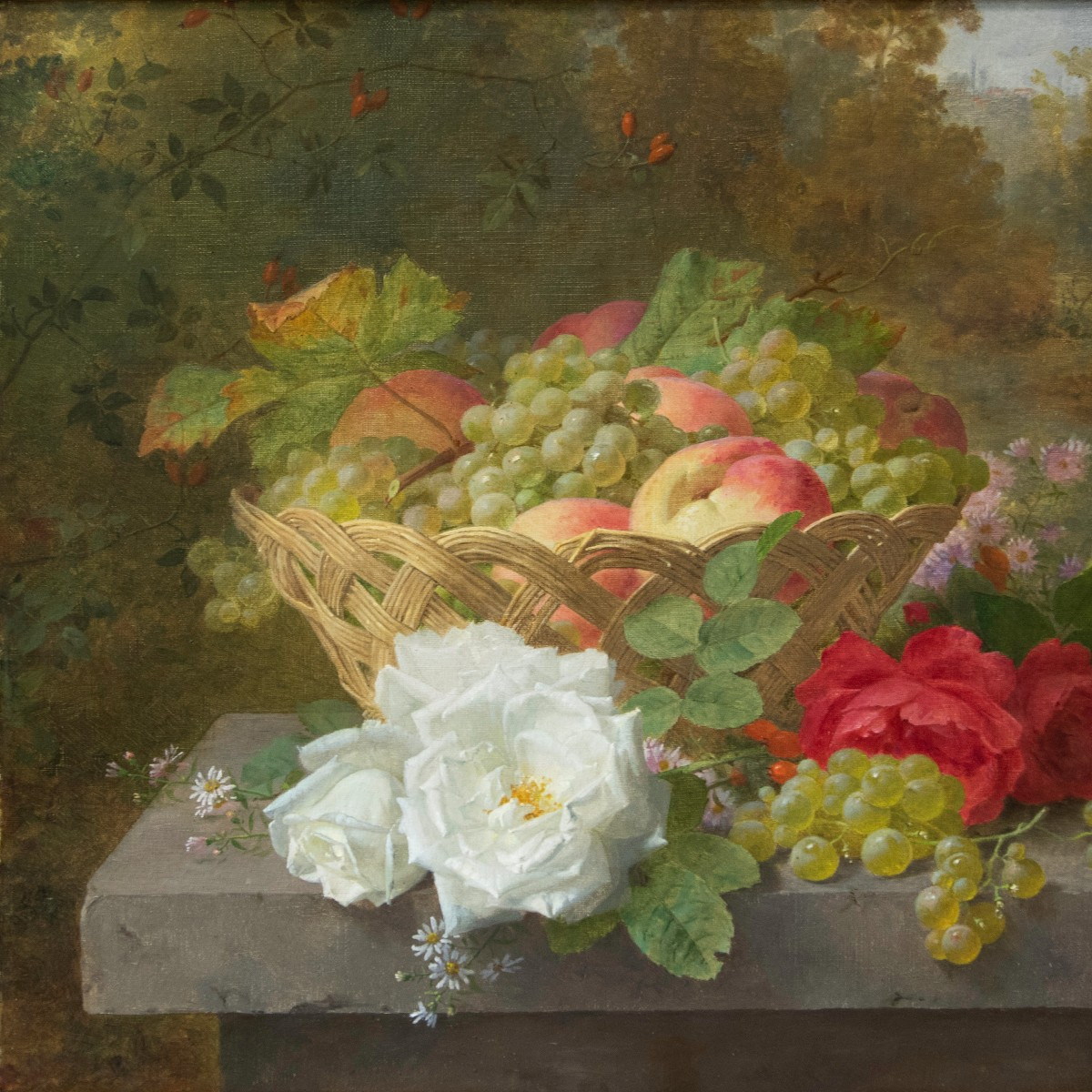Jules Ferdinand Medard (1855 - 1925) - Woven Basket With Fruit And Flowers-photo-1