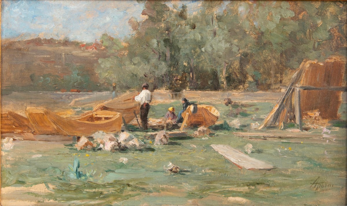 Louis Appian (1862 - 1896), Boatman On The Riverbank-photo-2