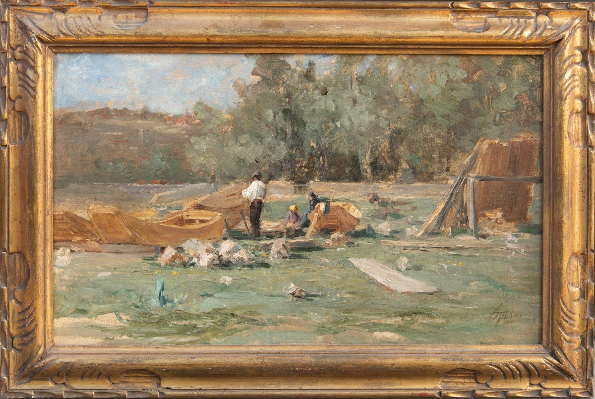 Louis Appian (1862 - 1896), Boatman On The Riverbank