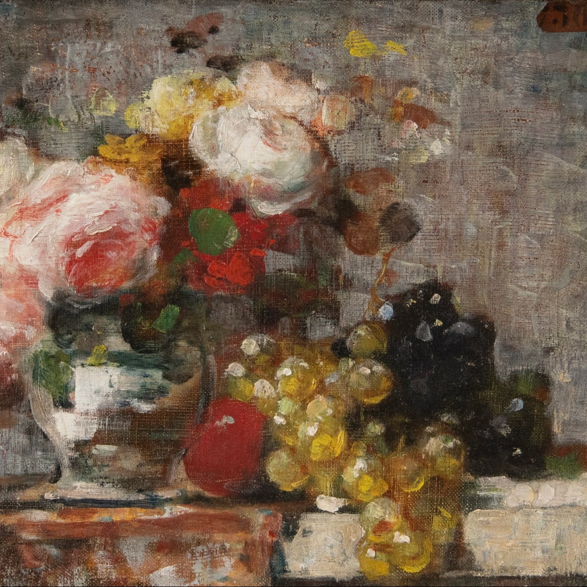 François Vernay (1821 – 1896), Still Life With Roses And Grapes-photo-4