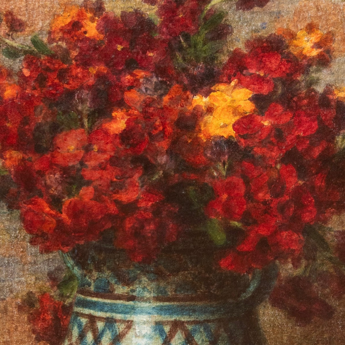 Ernest FILLIARD (1868 – 1933), Roses rouges dans une céramique-photo-1