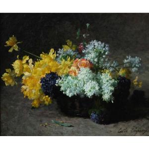 Adolphe-louis Castex-dégrange (marseille, 1840 - 1918) - Basket Of Flowers