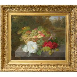 Jules Ferdinand Medard (1855 - 1925) - Flowers And Fruits In A Basket (1901) 