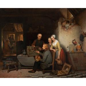 Célestin Marschouw (mechelen 1848 - 20th Century) - The Painter At Work In An Inn