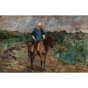 Adolphe APPIAN (Lyon, 1818 - id., 1898) -  Personnage sur sa mule