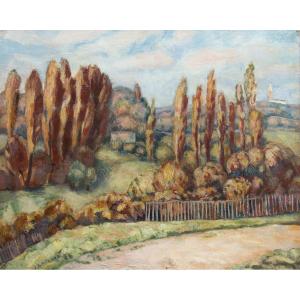 Jacques Laplace (lyon, 1890 - Id., 1955) - Landscape With Poplars