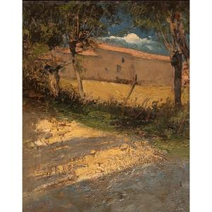 David Eugène GIRIN (1848-1917) - Paysage avec maison