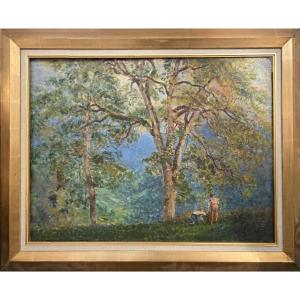 Louis-Claude PAVIOT (1872–1943), La récolte des noix (Revel Dauphiné)