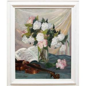 Adrien Bas (1884-1925), Hortensias Et Violon