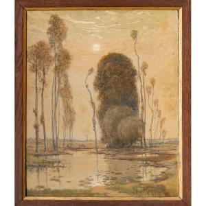 David-eugène Girin (1848-1917), Bord De La Chalaronne, Dombes. Effet Du Matin