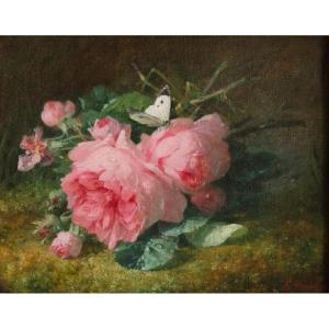 André PERRACHON (1828 - 1908), Jetée de roses 