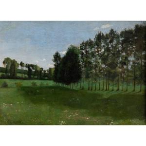 Jean-baptiste Camille Corot (1796-1875), Row Of Poplars In Normandy, Circa 1840-1845