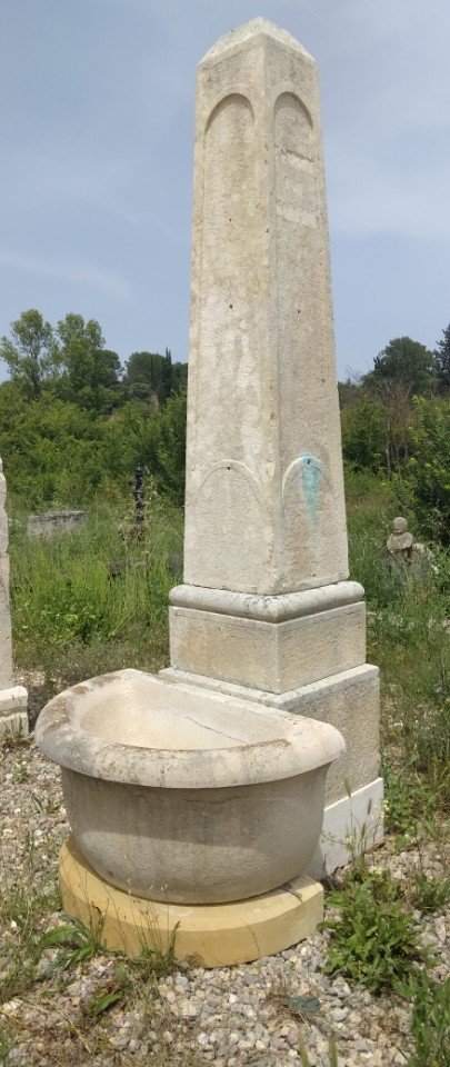 Ancient Stone Obelisk Fountain