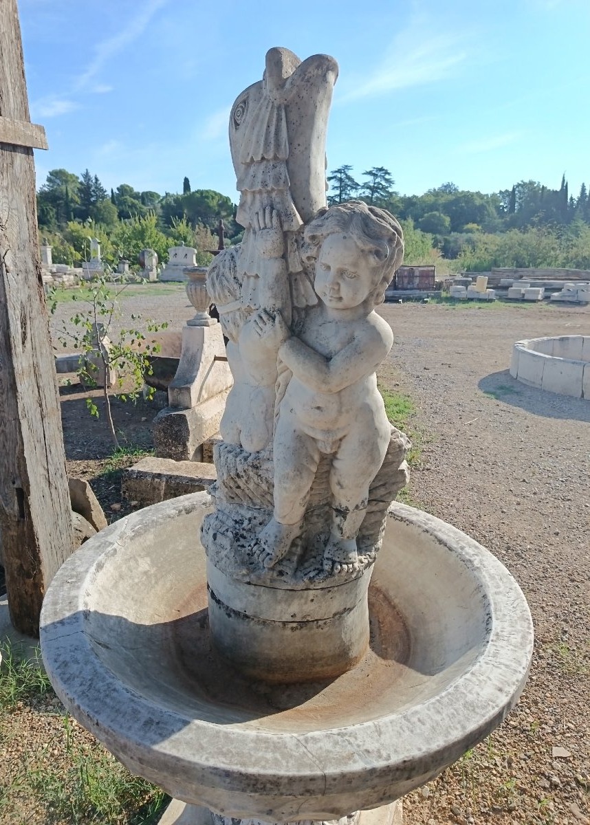 Belle Fontaine Sculptée en Marbre massif-photo-3