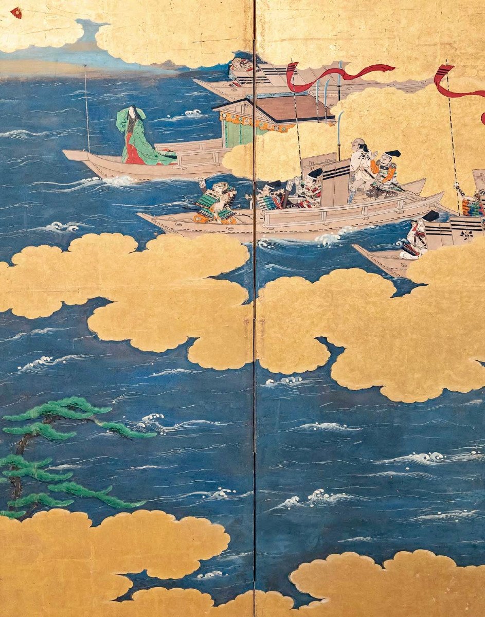 Paravent Japonais A 6 Panneaux - Guerre De Genpei 18ème Siècle-photo-2