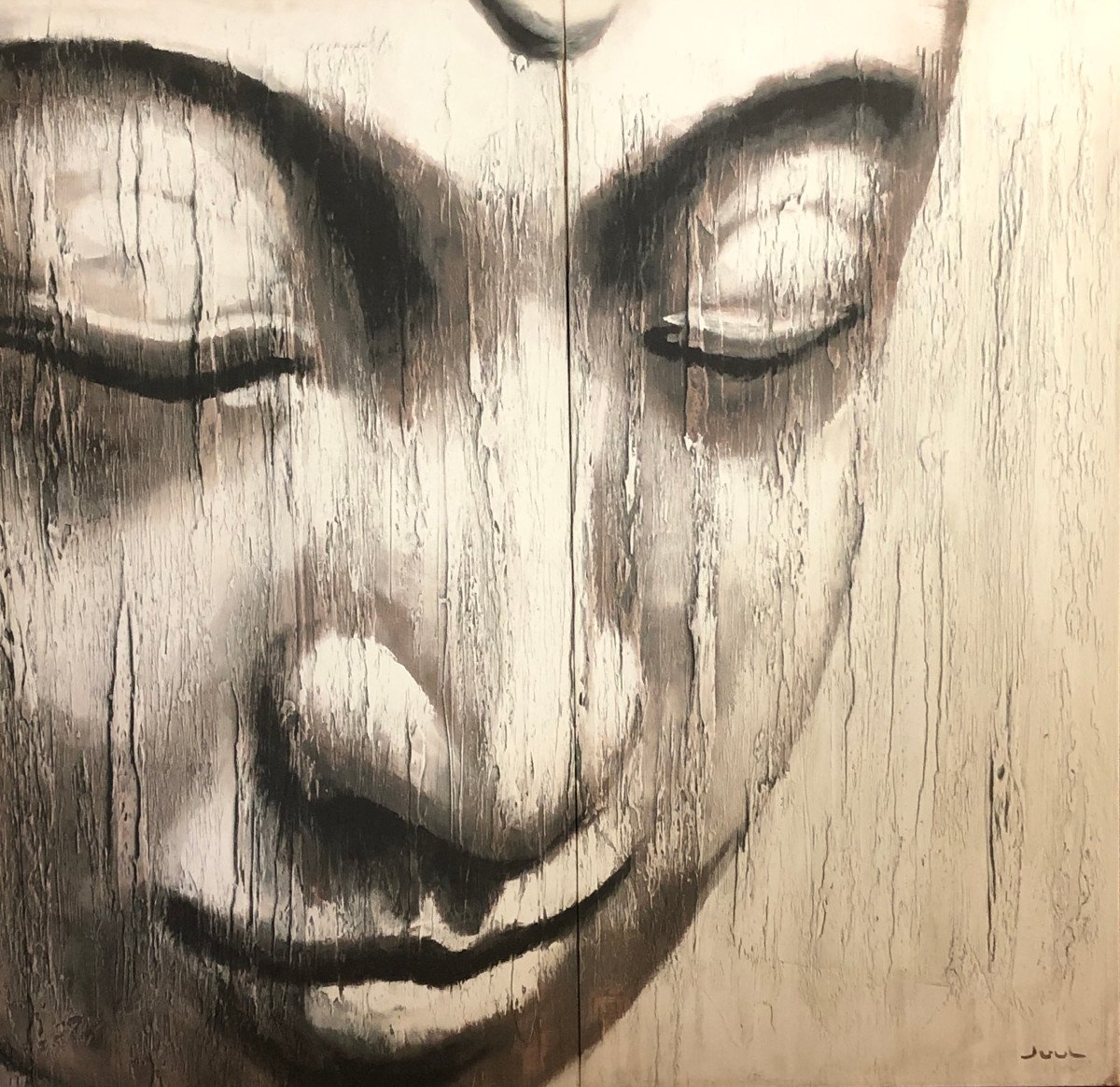 Bouddha Grand Triptyque De Peinture Décorative-photo-1