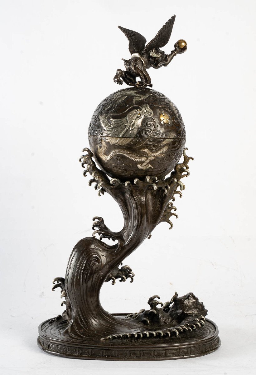 Brûle-parfum Japonais En Bronze-photo-2