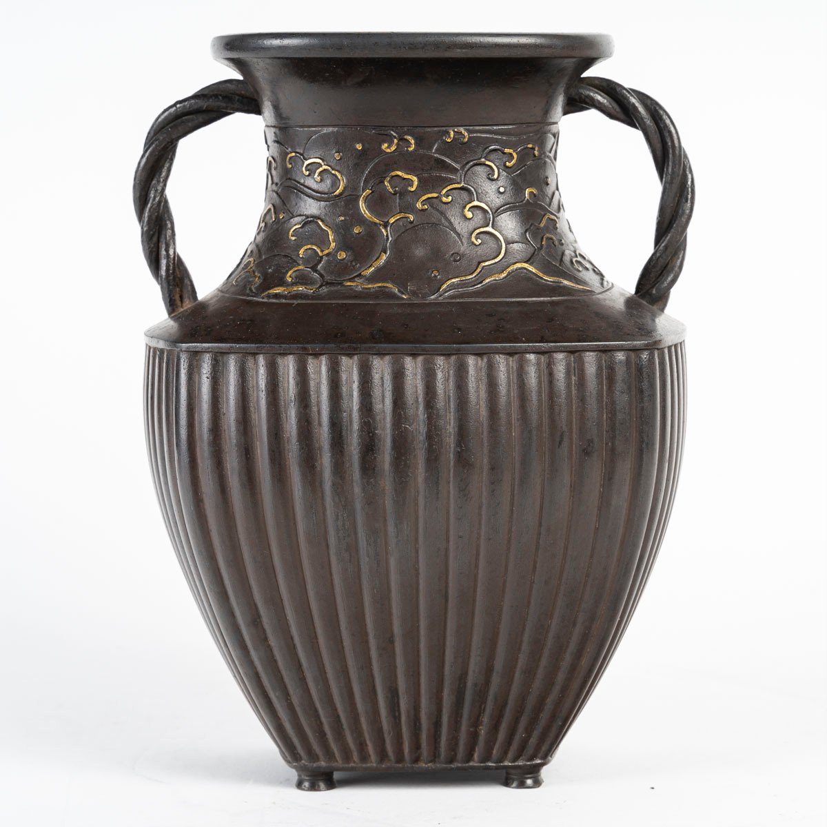 Original Vase Japonais En Fonte De Fer
