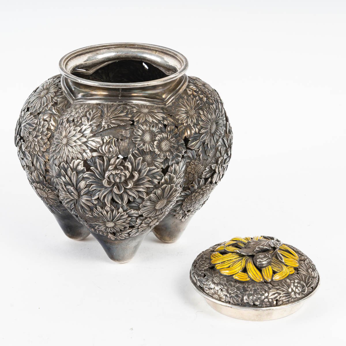 Brûle-parfum Japonais En Argent-photo-3