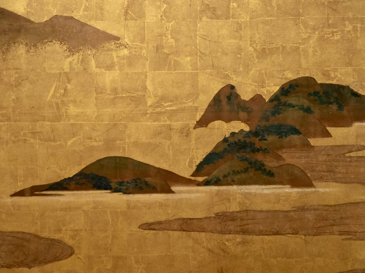 Japanese 2-panel Screen Edo Period 17/18th Century-photo-4