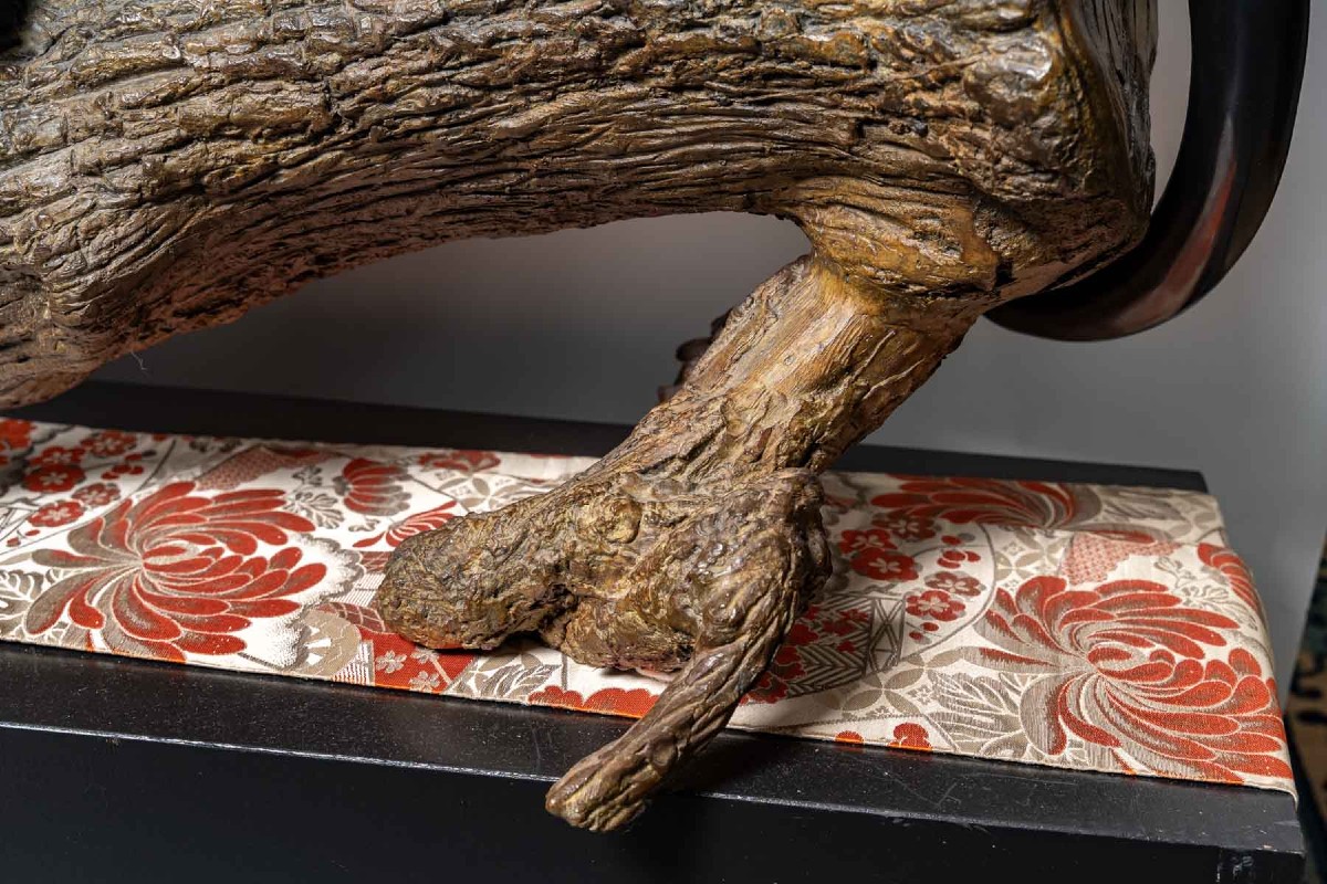 Groupe en bronze d'une panthère sur une branche-photo-4