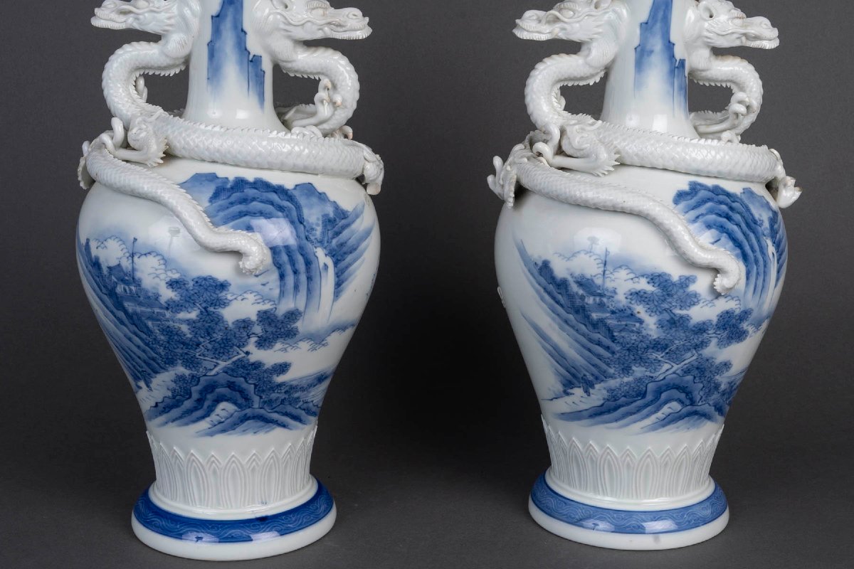 Paire de vases japonais des fours d'Hirado-photo-3