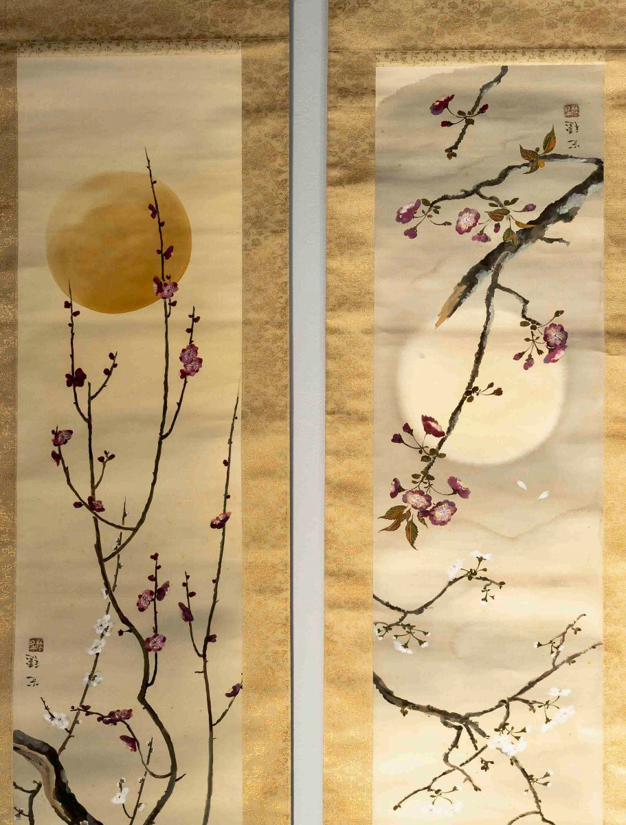 Paire de kakemono japonais par Sano Kosui (1896-1960)-photo-1