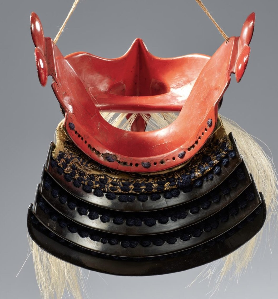 Menpo (brown-lacquered Iron Samurai Armor Mask)-photo-2
