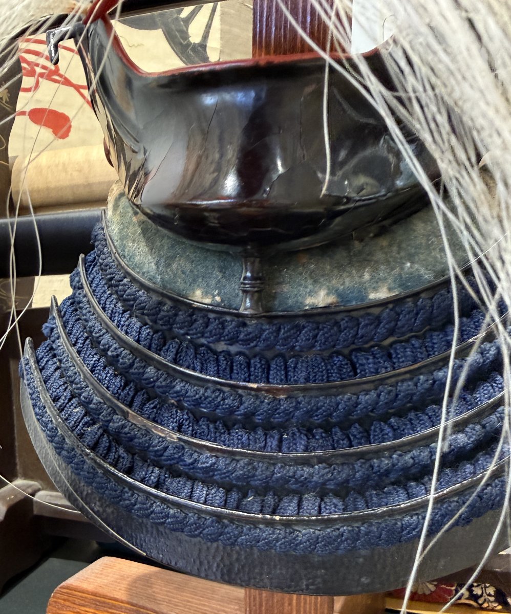 Menpo (masque d'armure de samouraï en fer laqué brun-photo-2