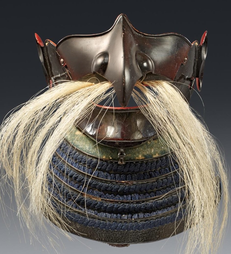 Menpo (brown-lacquered Iron Samurai Armor Mask)