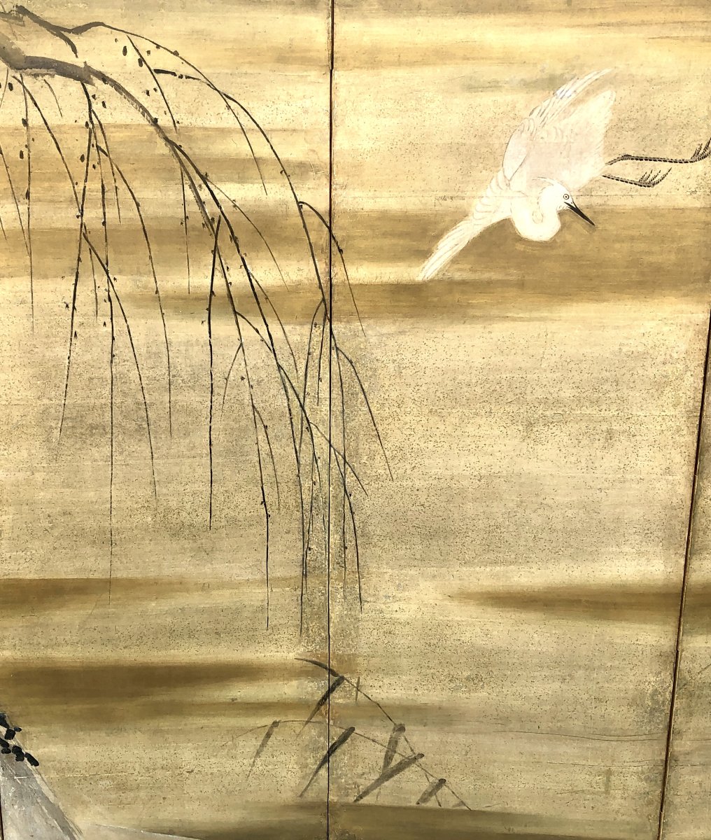 6-panel Japanese Screen - Egrets, Attributed To Kano Sansetsu (1559–1651)-photo-3