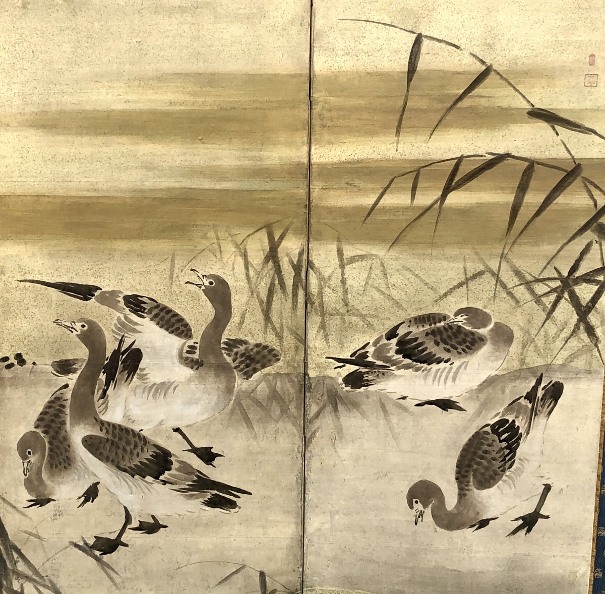 Japanese 6-panel Folding Screen With A Goose Motif, Attributed To Kano Sansetsu (1589–1651)-photo-4