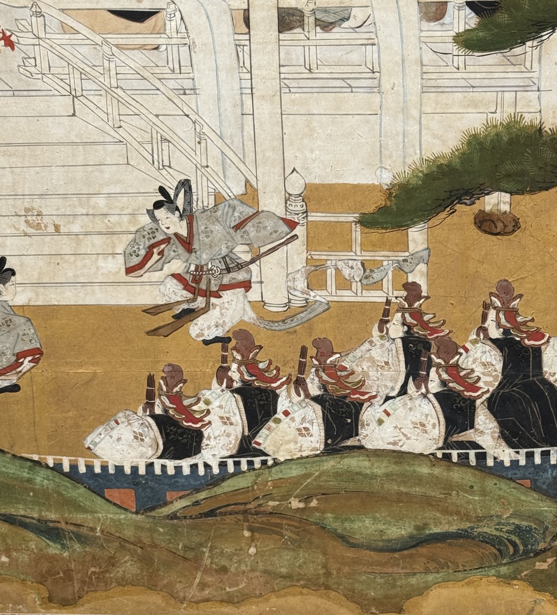 6-panel Japanese Folding Screen - The Tale Of Genji, 17th/18th Century-photo-3
