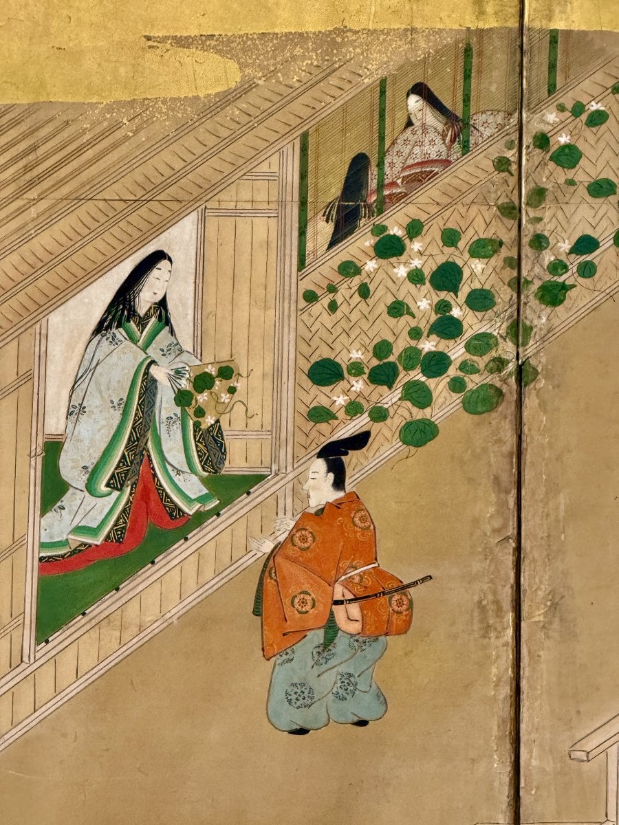 Paravent japonais à 6 panneaux - Le Dit du Genji-photo-3