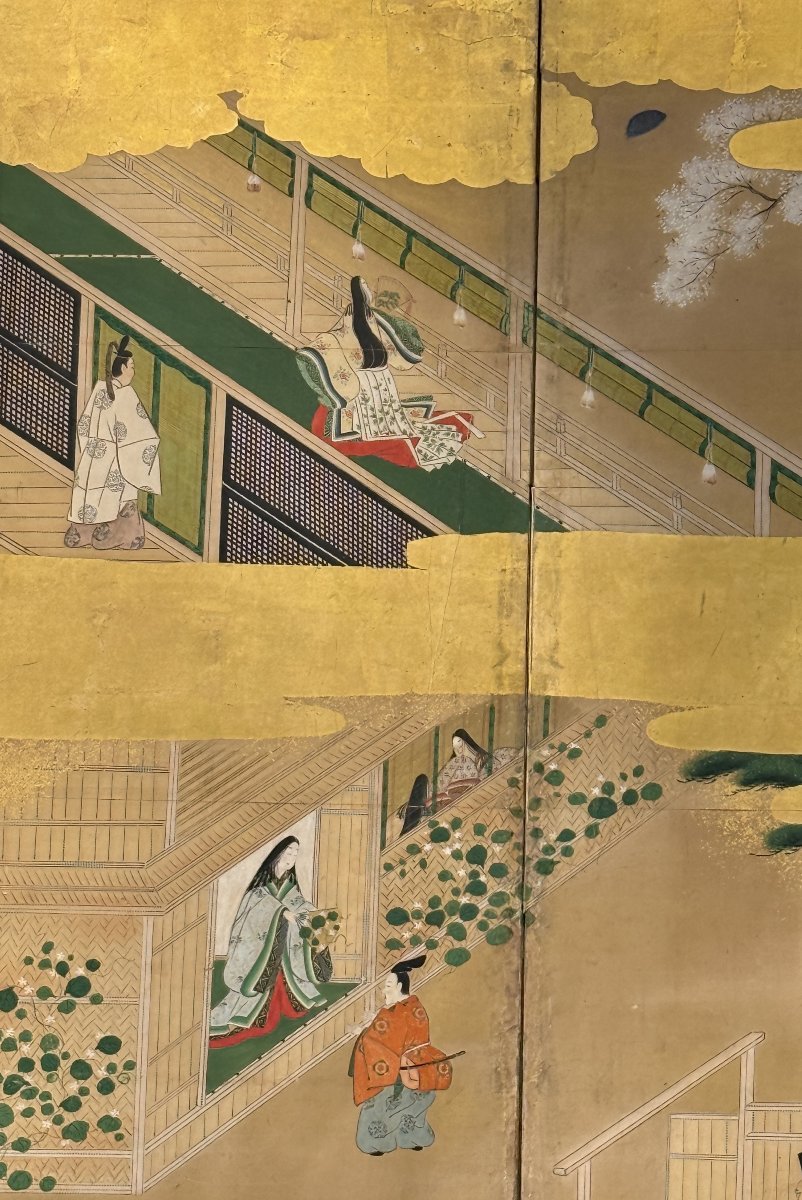 Paravent japonais à 6 panneaux - Le Dit du Genji-photo-4