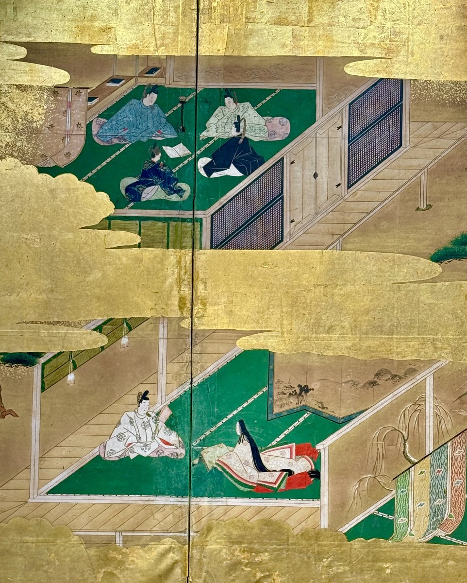 Paravent japonais à 6 panneaux - Le Dit du Genji-photo-1