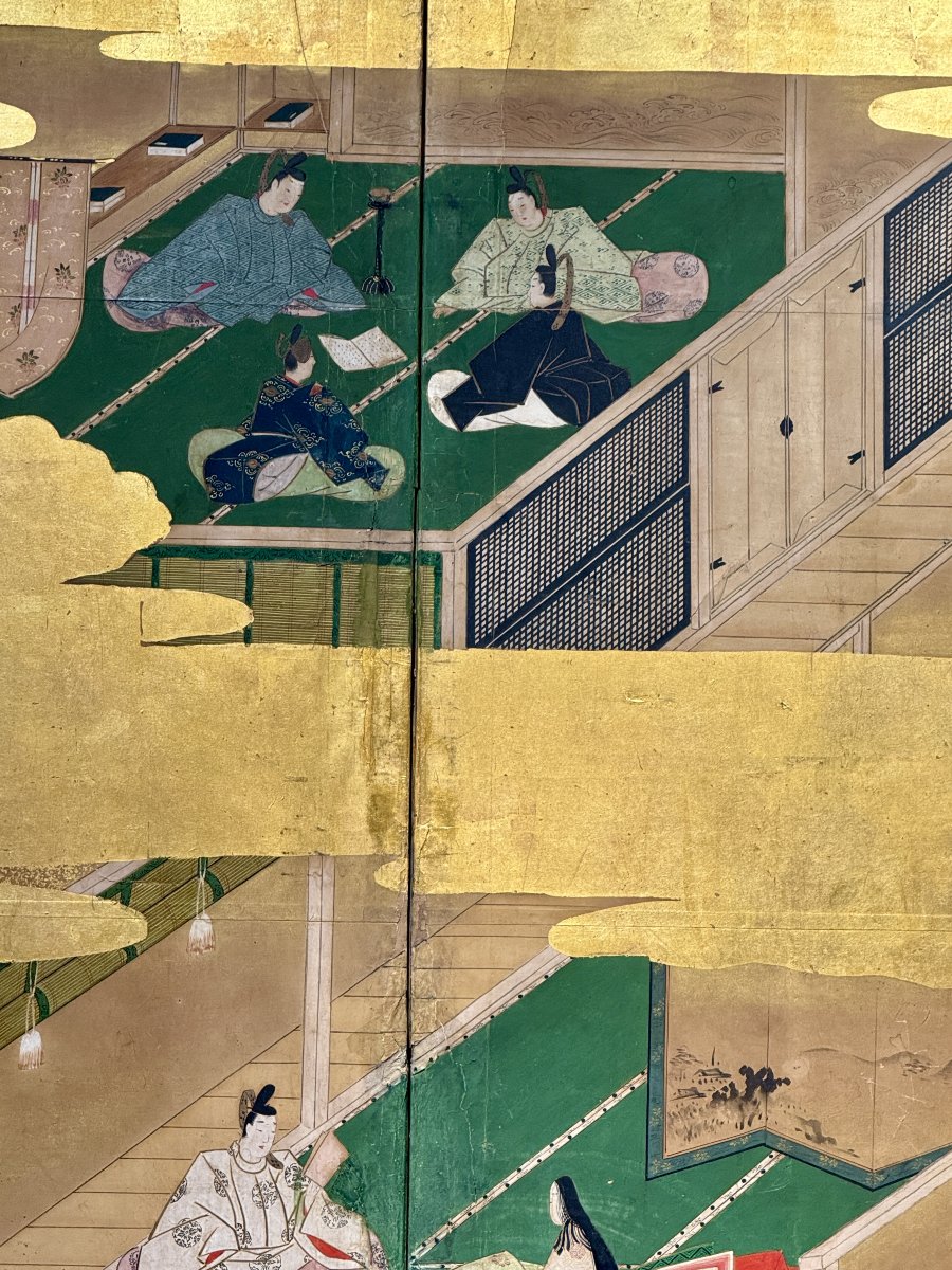 Paravent japonais à 6 panneaux - Le Dit du Genji-photo-3