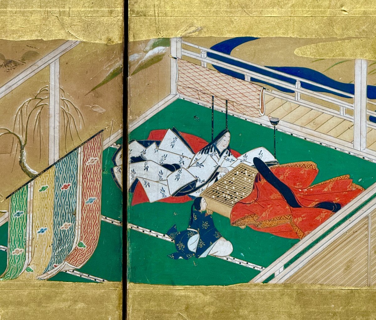Paravent japonais à 6 panneaux - Le Dit du Genji-photo-4