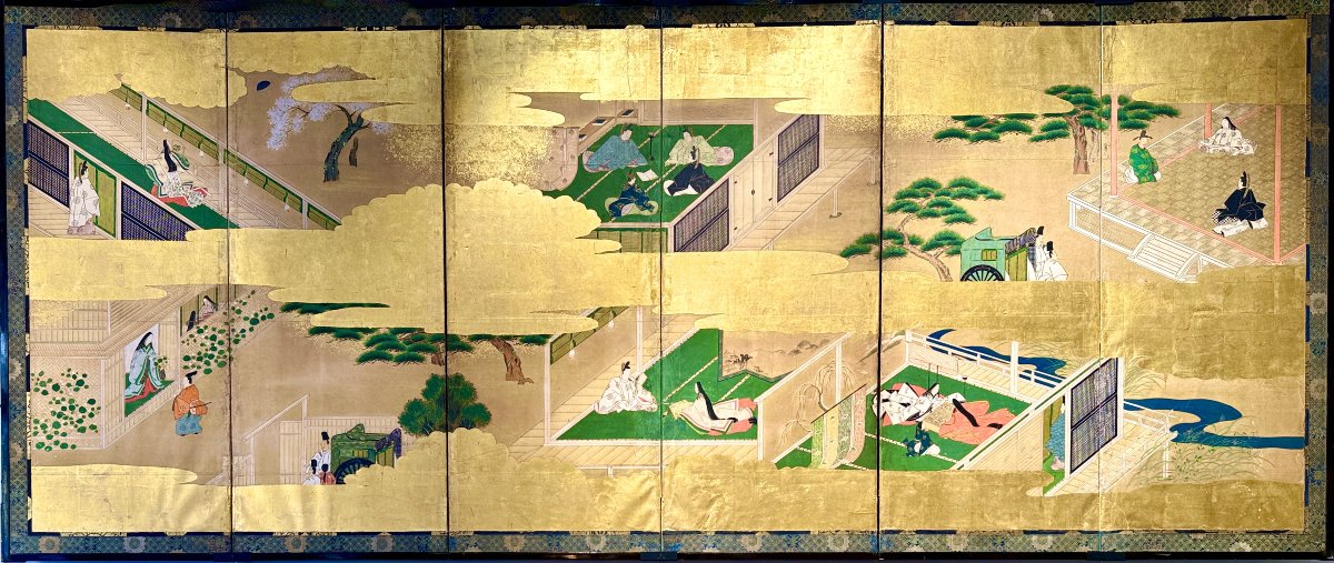 Paravent japonais à 6 panneaux - Le Dit du Genji-photo-7