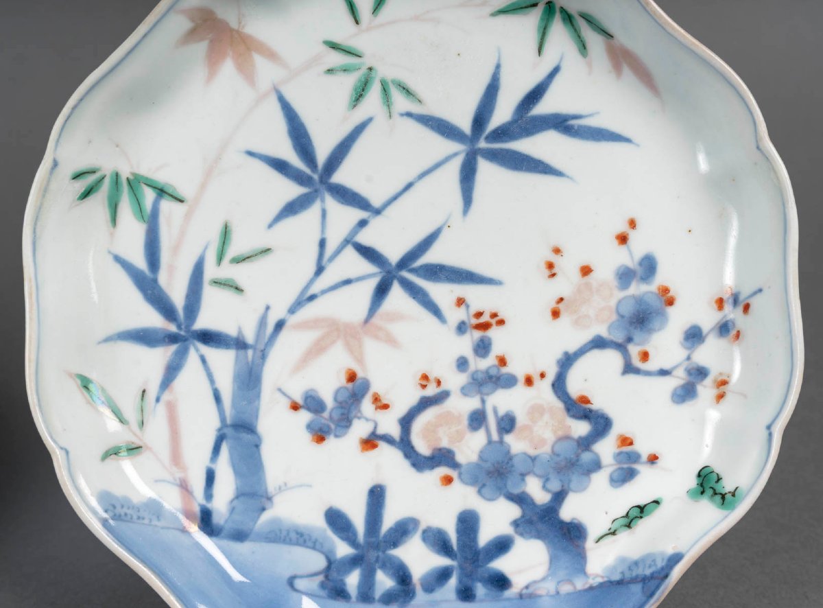 Pair Of Japanese Porcelain Cups - Shôchikubai-mon-photo-3