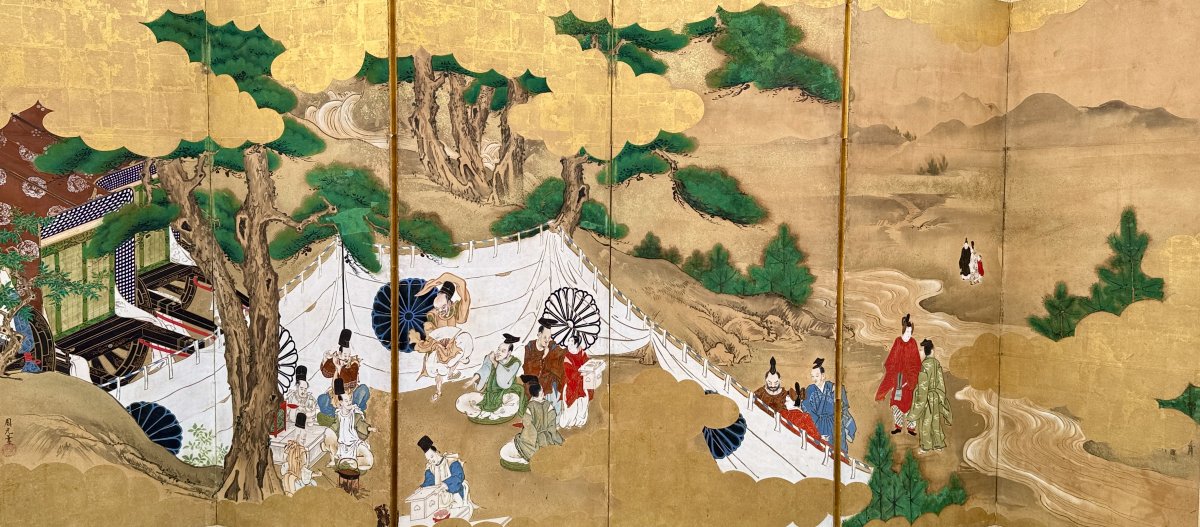 6-panel Japanese Folding Screen - Scene From Daily Life-photo-2