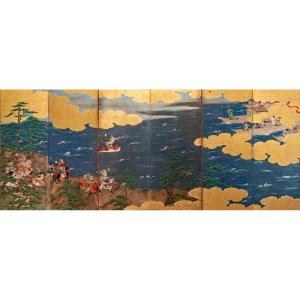 Japanese 6-panel Screen - Genpei War 18th Century